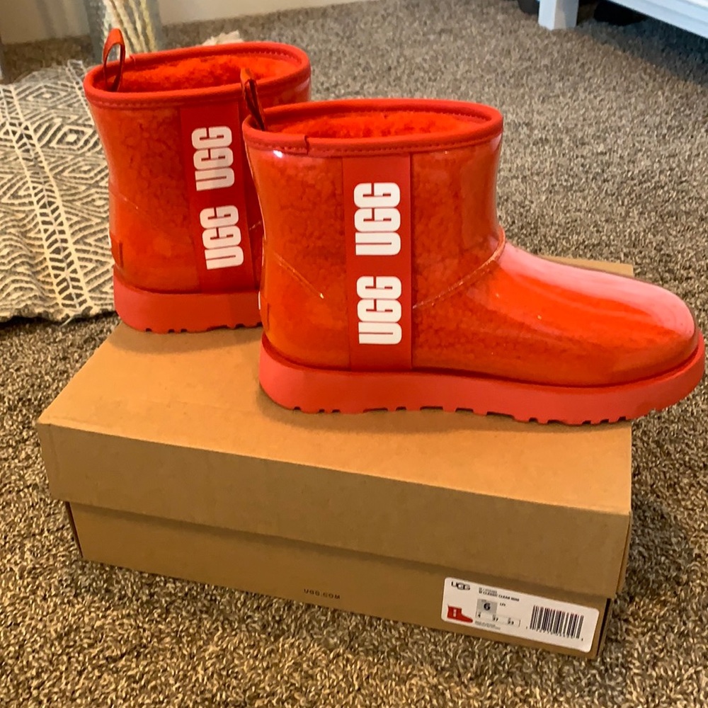 Red UGG rain boots